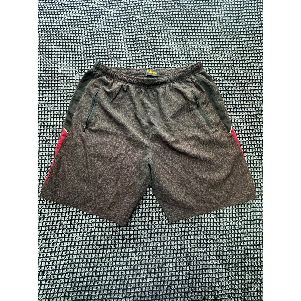 Bollinger Athletic Shorts Mens Large‎ Brown Zipper Pockets Stretch